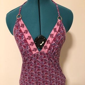 Purple pattern halter bra top